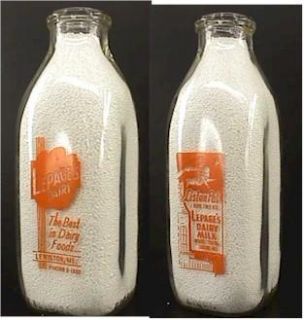 Milk Bottle Square Quart Lepages Dairy Lewiston Maine