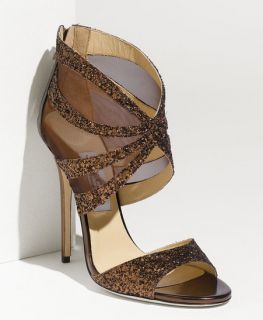 NIB New Jimmy Choo Leila Mesh Sandal Glitter Bronze Size 36 5.5 $995