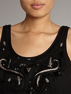 Cutie Embroidered neck maxi dress Black   