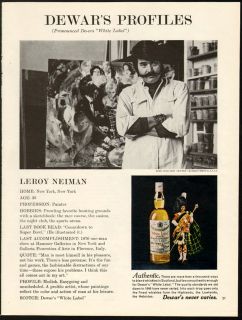1971 Print Ad Dewars Scotch White Label Leroy Neiman