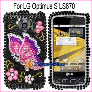 Bling Diamond Butterfly Full Hard Case Cover for LG Optimus s LS670