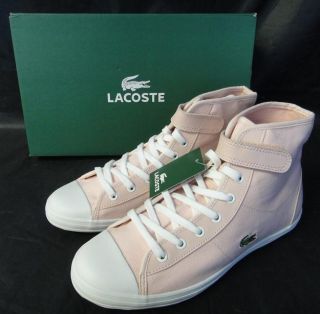 Lacoste Lewes Womens Girls Shoes Light Pink White Lace Up Fashion