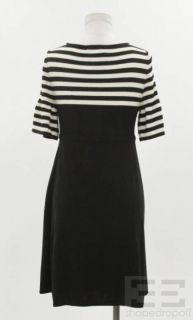 Nanette Lepore Black & White Striped Wool Pleated Sweater Dress Size