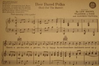 Vintage 1939 Beer Barrel Polka Sheet Music Lew Brown