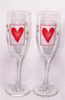 Valentines Day Heart Glass Champagne Flutes Libbey