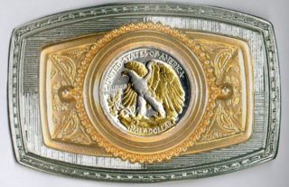 Gold on Silver Lady Liberty Reverse Eagle Highlighted U.S. Coin Belt