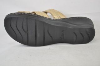 Clarks Bendables Lexi Belle Sand Beige Open Toe Leather Slide Sandal