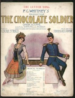 Chocolate Soldier Straus 1908 Letter Song Sheet Music