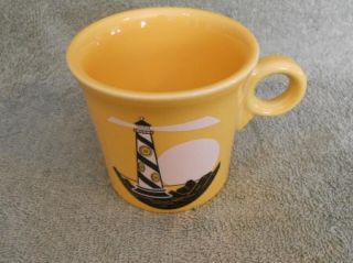 Laughlin Fiesta Ware Yellow Sunflower Light House Coffee Cup Mug USA