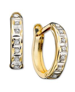 14k Gold Earrings, Diamond Accent Hoop Earrings   Earrings   Jewelry