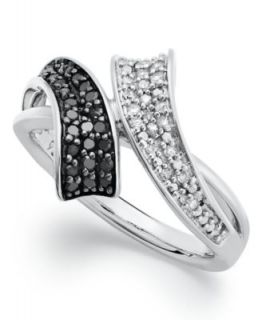 Sterling Silver Ring, Black and White Diamond Bypass Ring (1/4 ct. t.w