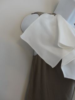 New 3 1 Phillip Lim Silk White Taupe Asymmetric Sleeve Layered Drape