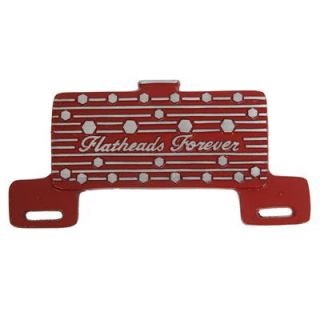 GHH License Plate Topper Aluminum Red Flatheads Forever Logo Each