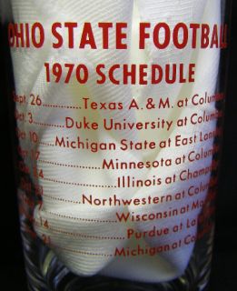 university glass tumbler from the 1970 football season with a line