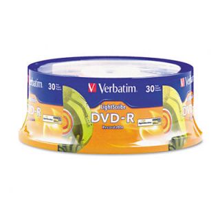 Verbatim DVD R Light Scribe Discs, 4.7GB, 16x, Spindle, Gold, 30/Pack
