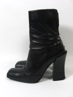 Michael Perry Black Leather Ankle Boots Heels Shoes 7