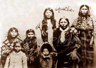 Photo Indian Native Apache Family with Cradle Board