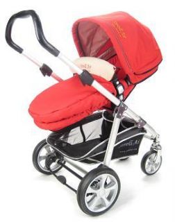 Stroll Air Red Zoom 4 Wheel Baby Stroller w Bassinet