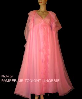 Vintage Lingerie Hollywood Glamour Pink Upscale Nightgown Peignoir Set