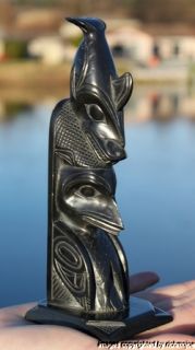 Old Northwest Coast Haida Indian Argillite Totem Rufus Moody