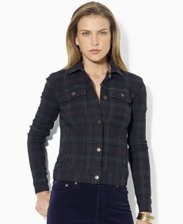 Lauren Jeans Co. Jacket, Long Sleeve Denim Plaid   Womens