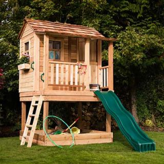 Outdoor Living Today 6x6 Little Squirt Playhouse with Sandbox   Slide