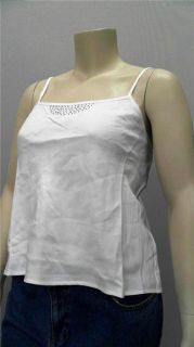 Lino USA Curve Ladies Womens 14 Metallic Camisole Top White Studded