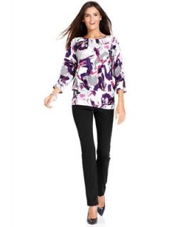 JM Collection Printed Top & Skinny Knit Pants