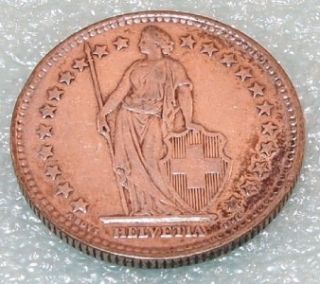 1939 B Switzerland 2 Francs Two Franc Swiss Silver Coin