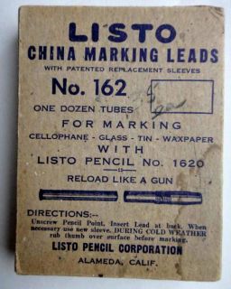 Vintage Full Box 12 Wood pks Listo China Mark Lead Old