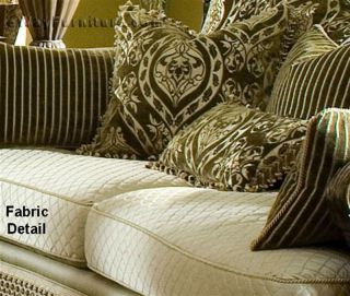 French Style White Brown Fabric Sofa Living Room Online Furniture