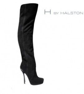 The H by Halston Liza is an over the knee boot in suede with unique
