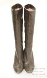 Loeffler Randall Brown Embossed Leather heeled Boots Size 8 5B