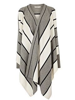 Karen Millen Drape front striped cardigan Grey   