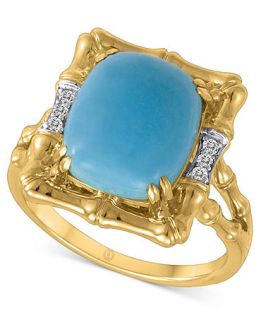 VIANI® 14k Gold Ring, Turquoise (10 12 mm) and White Sapphire Accent