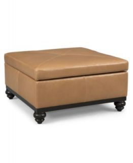 Enzo Leather Ottoman, Storage 46W x 28D x 17H   furniture