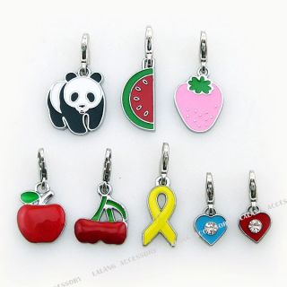 8pcs Wholesale New Mixed Charms Lobster Clip on Bead Pendant 220038 on