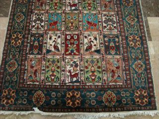 Bakhtiari Live Animals Hand Knotted Rug Wool Silk Carpet 8x5 Exclusive