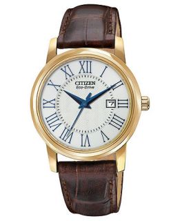 Citizen Watch, Womens Eco Drive Brown Leather Strap 31mm EW1562 01A