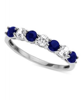 14k White Gold Ring, White and Blue Sapphire (1 ct. t.w.)