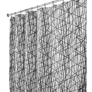 New InterDesign Abstract Long Shower Curtain Black White 72 inches x