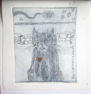 1985 Craig Rubadoux Cat Sarasota Art Halley’s Comet Kitten Hand