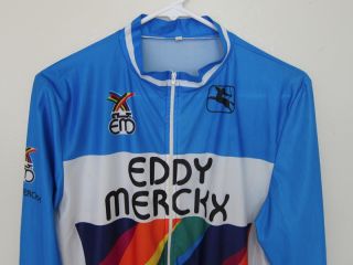 Eddy Merckx Long Sleeve Jersey Shell Size 5 L XL Rainbow Blue