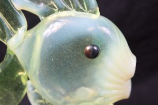 L1190E Jack Loranger Yellow Vaseline Opalescent Art Glass Fish