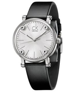 ck Calvin Klein Watch, Womens Swiss Cogent Black Leather Strap 36mm