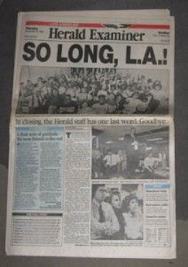 Los Angeles Herald Examiner Newspaper Last Issue 1989
