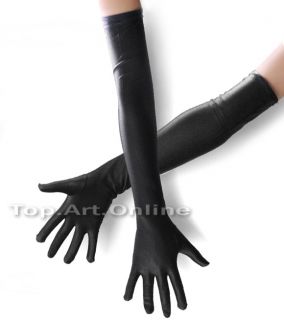 1pair Black Long Elbow Finger Gloves Mittens for Evening Party Wedding