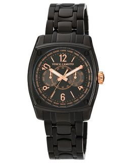 Vince Camuto Watch, Mens Black Tone Stainless Steel Bracelet 49x40mm
