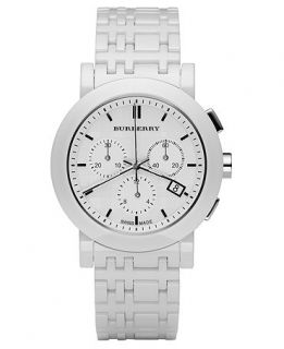 Burberry Watch, Chronograph White Ceramic Bracelet 40mm BU1770   All