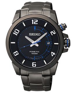 Seiko Watch, Mens Kinetic Black Ion Finish Stainless Steel Bracelet